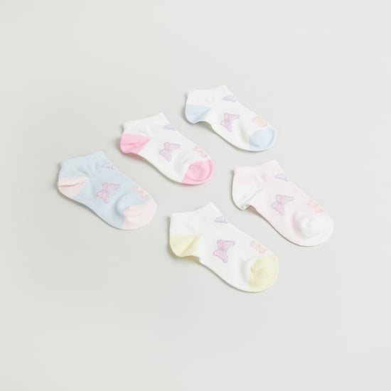 Juniors Butterfly Print Ankle Length Socks - Set of 5