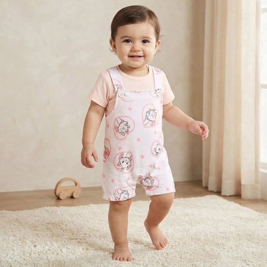 Juniors Marie Printed T-shirt & Dungaree Set
