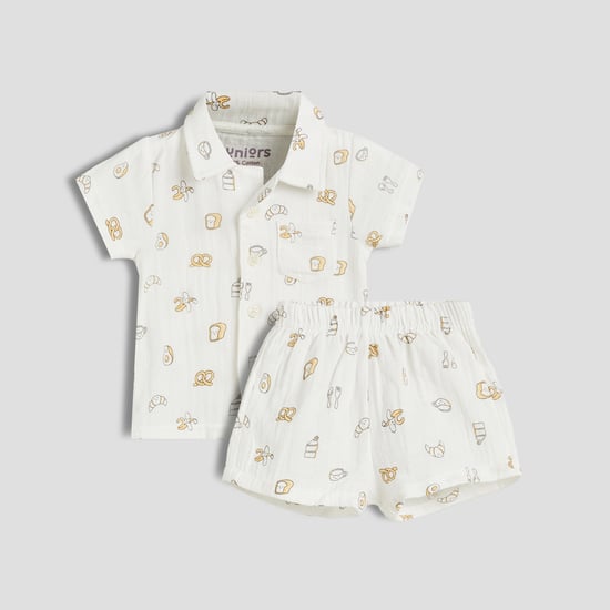 Juniors Printed Shirt with Shorts Set