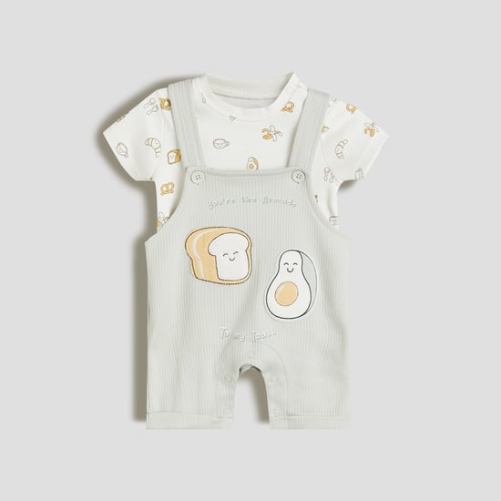 Juniors Applique Dungaree with T-shirt Set