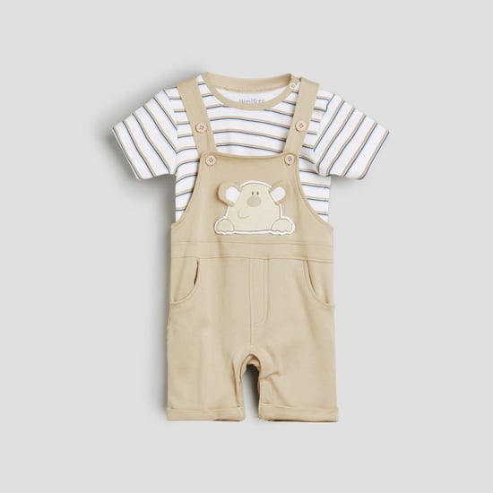 Juniors Applique Dungaree with T-shirt Set
