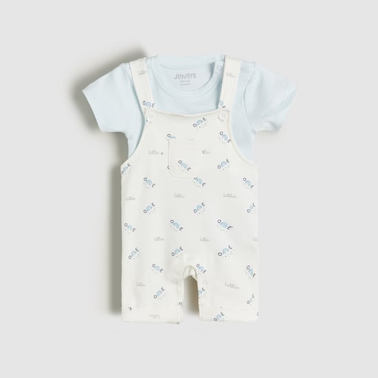 Juniors Printed Dungaree with T-shirt Set