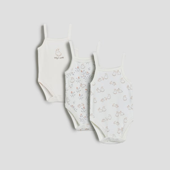 Juniors Printed Strappy Bodysuits - Pack of 3