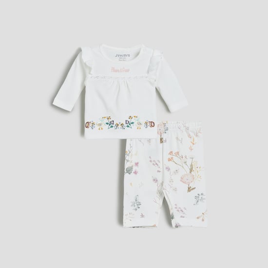 Juniors Embroidered Top & Pyjama Set