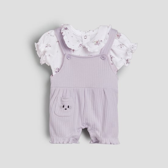 Juniors Ribbed Dungaree & Top Set