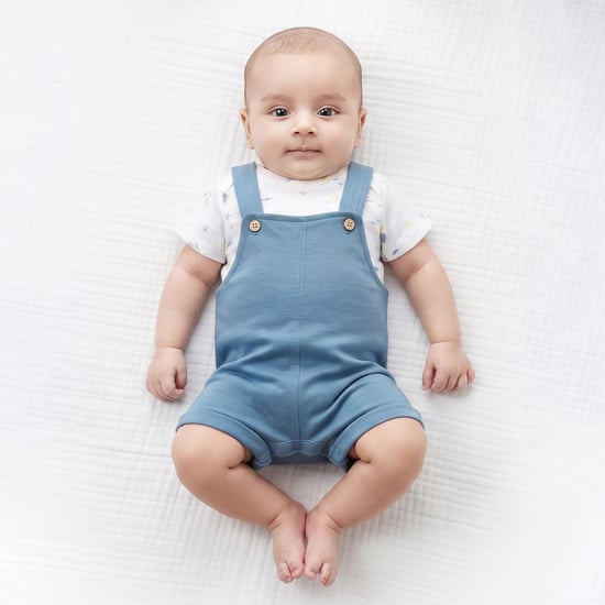 Juniors Solid Dungaree with Printed T-shirt