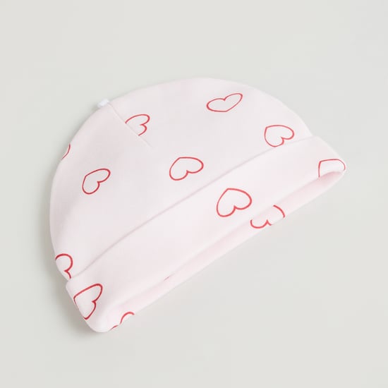 Juniors Heart Print Beanie Cap