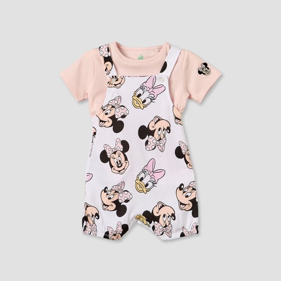Juniors Minnie Mouse and Daisy Duck Print Dungarees with T-shirt Set