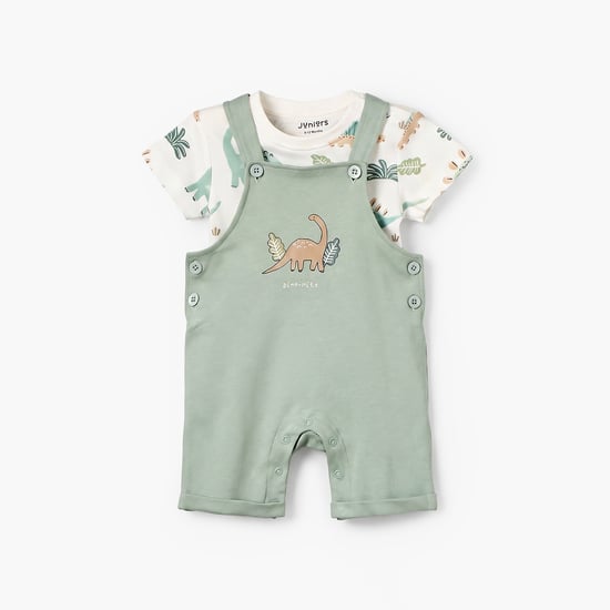 Juniors Dinosaur Dungaree with T-shirt