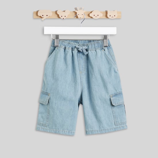 Juniors Washed Denim Cargo Shorts