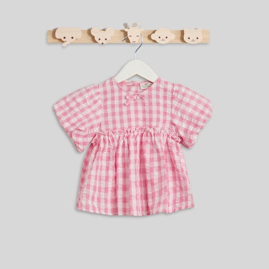 Juniors Gingham Checked Top