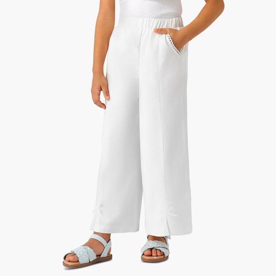 Juniors Lace Trim Wide Leg Trousers