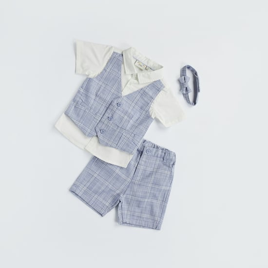 Juniors Checked Layered Shirt and Shorts Set