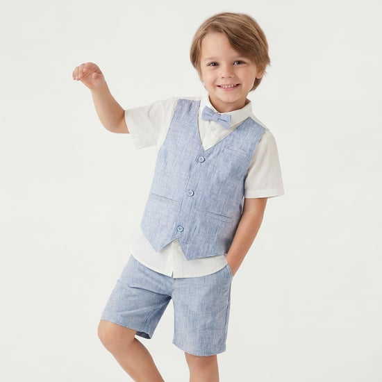 Juniors Woven Striped Layered Shirt and Shorts Set