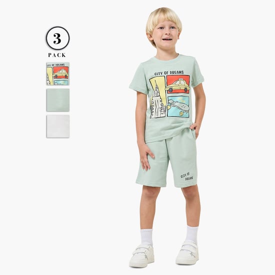 Juniors Graphic Print T-shirt and Shorts Set - Set of 3