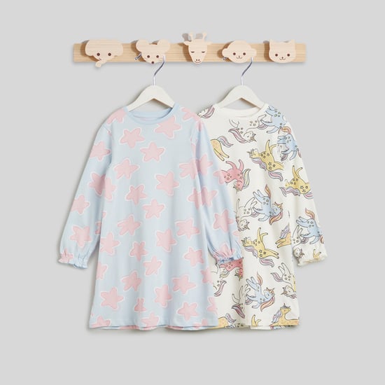 Juniors Printed Night Dress - Pack of 2