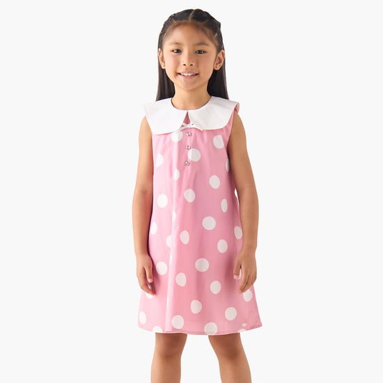 Polka Dot Print Sleeveless Dress