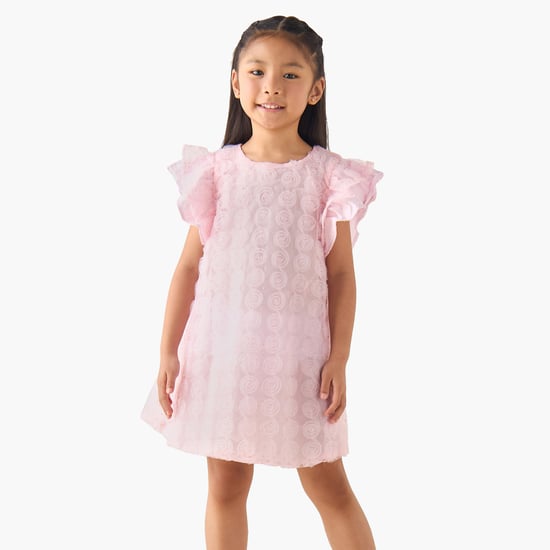 Rose Mesh Detail Dress with Zip Closure