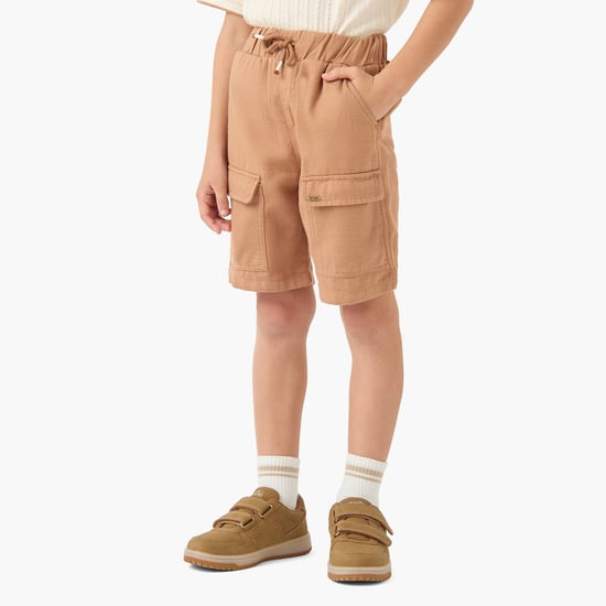 Eligo Solid Drawstring Waist Cargo Shorts