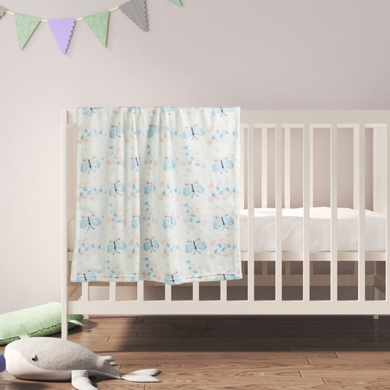 Juniors Coral Fleece Butterfly Print Raschel Blanket - 76x102cm