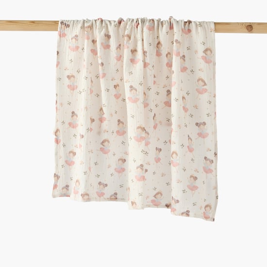 Juniors Ballerina Print Muslin Swaddle Blanket - 100x100cm