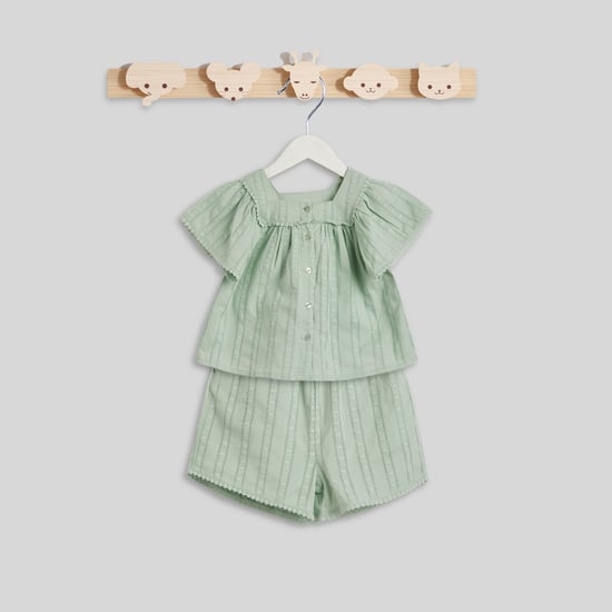 Juniors Striped Woven Top and Shorts Set