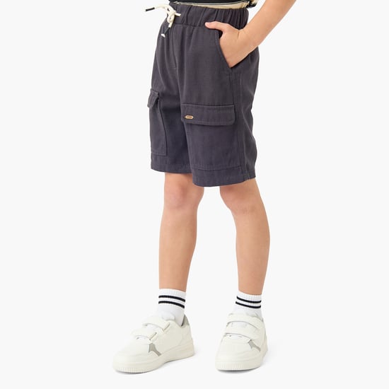 Eligo Solid Drawstring Waist Cargo Shorts
