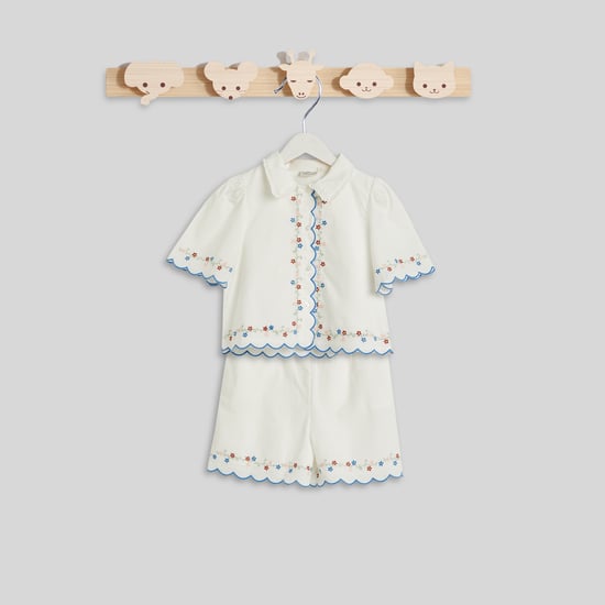 Juniors Embroidered Shirt and Shorts Set