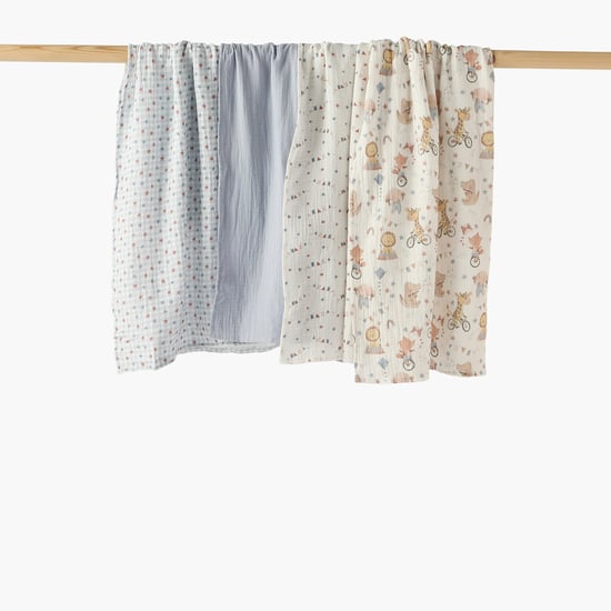 Juniors 4-Piece Assorted Muslin Swaddle Blanket Set - 100x100cm