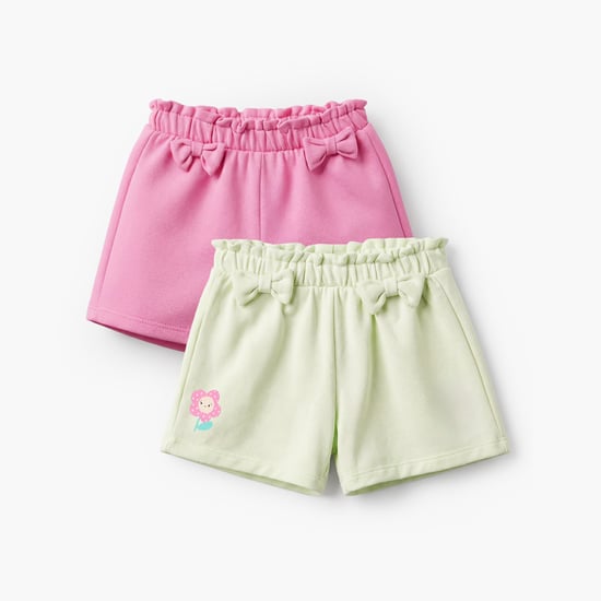 Juniors Bow Accent Elasticated Waist Shorts - Set of 2