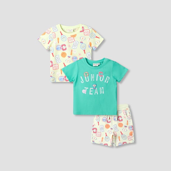 Juniors 3 Piece Printed T-shirt and Shorts Set