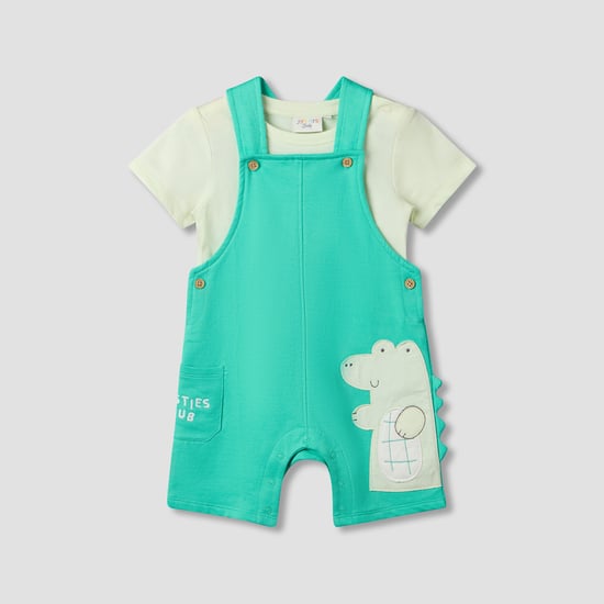 Juniors Alligator Applique T-shirt and Dungaree Set