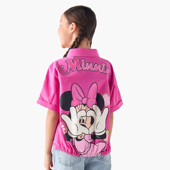 Minnie Mouse Print Shirt with Tie-Up Detail