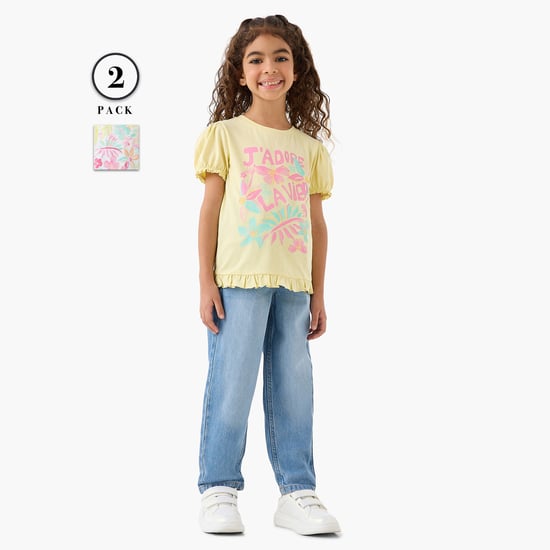 Juniors Graphic Print T-shirts - Pack of 2