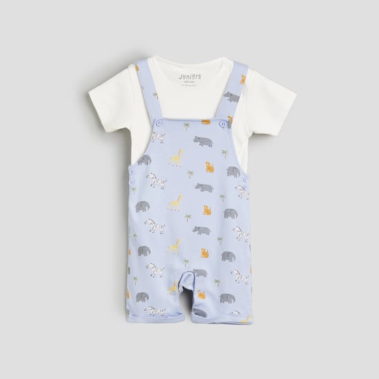 Juniors Printed Dungaree with T-shirt
