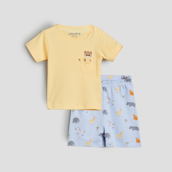 Juniors Printed T-shirt with Shorts Set