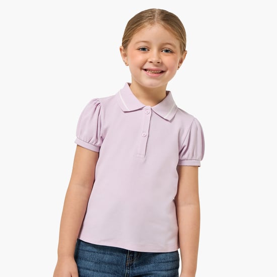 Juniors Solid Polo T-shirt