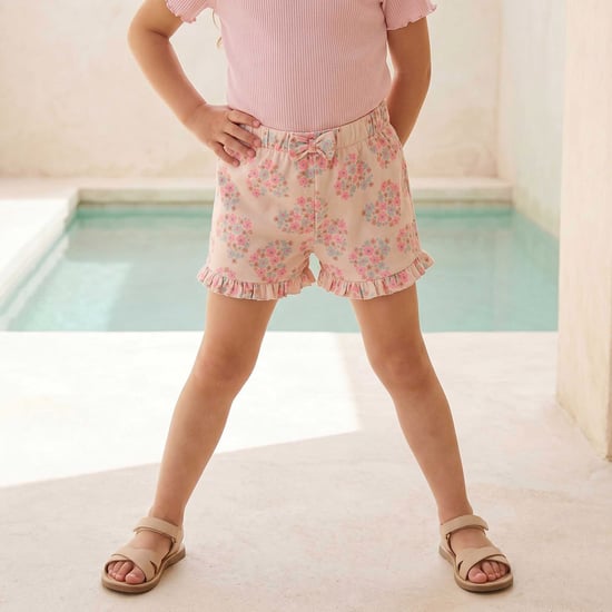 Juniors Printed Shorts with Ruffle Trim