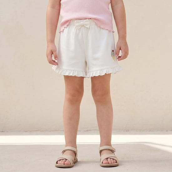 Juniors Solid Shorts with Ruffle Trim