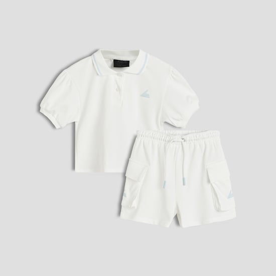 Junior Sports Solid T-shirt with Shorts Set