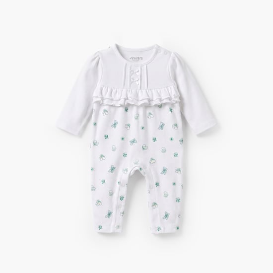 Juniors Printed Sleepsuit with Ruffle Detail