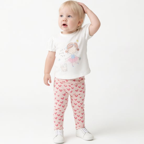 Juniors Heart Print Leggings