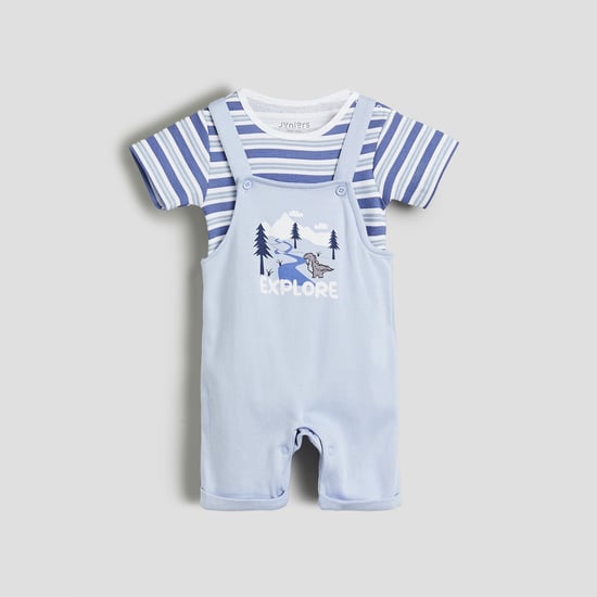 Juniors Printed Dungaree with T-shirt Set