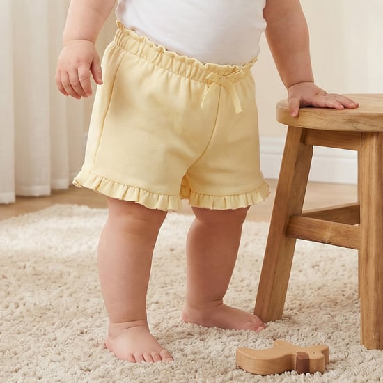 Juniors Solid Shorts with Ruffle Trim