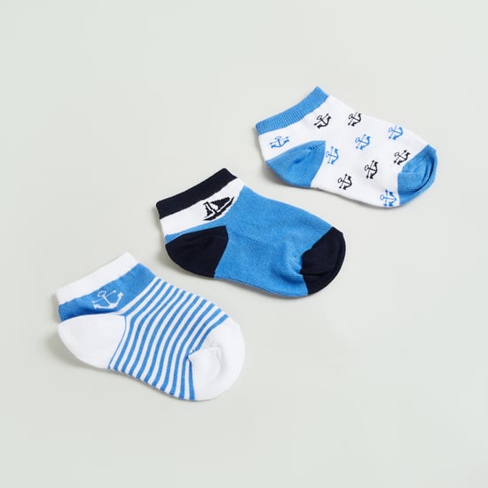 Juniors Nautical Print Ankle Length Socks - Pack of 3