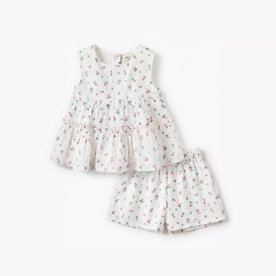 Juniors Floral Print Top and Shorts Set