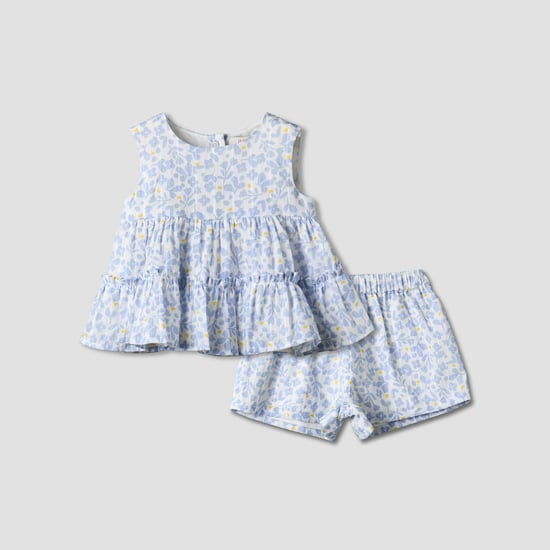 Juniors Floral Print Top and Shorts Set