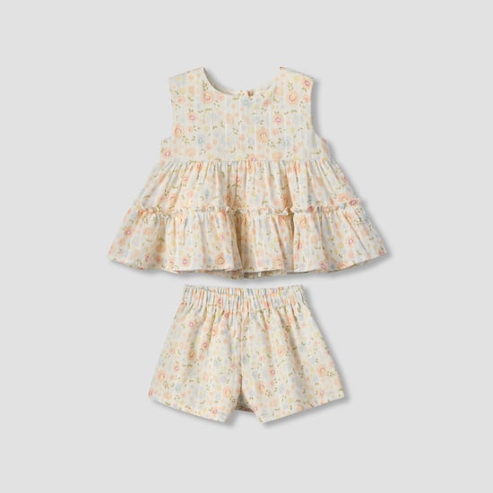 Juniors Floral Print Top and Shorts Set