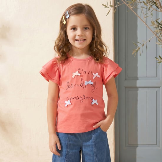 Juniors Bow Accents Top