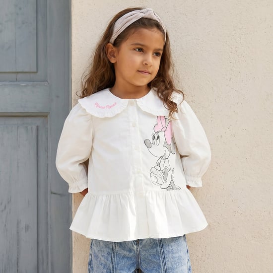 Juniors Minnie Mouse Print Peplum Top